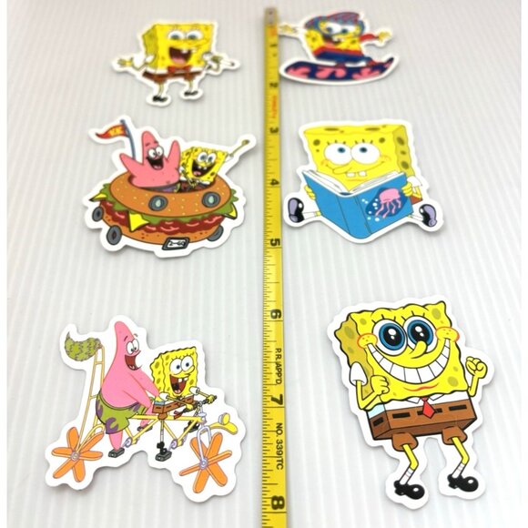 SpongeBob SquarePants 6pc Cartoon Vinyl Stickers For Kids Water Bottle Laptop - Picture 4 of 4